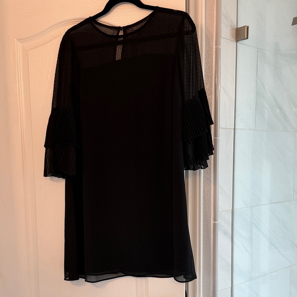 Francesca's Collections Black Mini Dress with Sheer Sleeves